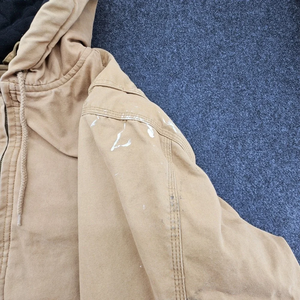 Brazos Work Force Mens Brown Quilted Lined Full Zip Hooded Jacket Size‎ X-Large